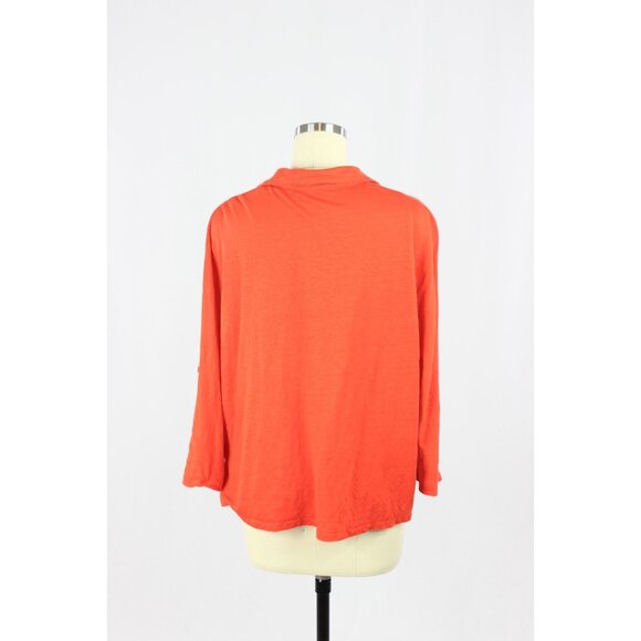 MAJESTIC FILATURES Orange Red Linen Button Down Shirt Top, Size 3/M - Picture 3 of 16